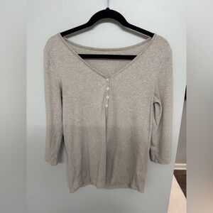 Old Navy Oatmeal V-Neck Top